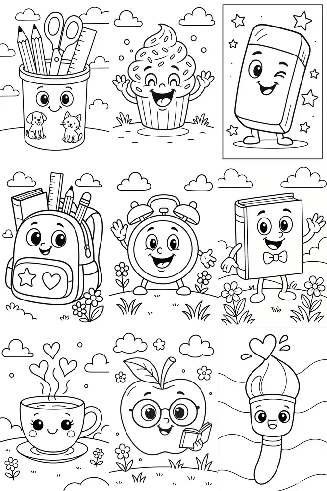Cute Objects Coloring Pages Collections