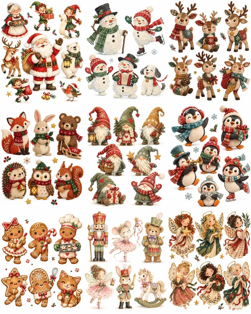 Christmas Clipart Whimsical Handmade