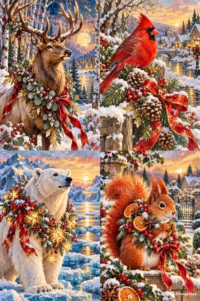 Luxury Christmas Gouache Card Art Pods