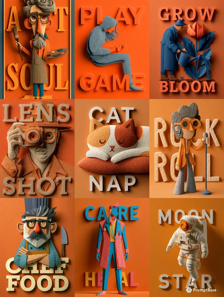 Orange Paper Cutout Art