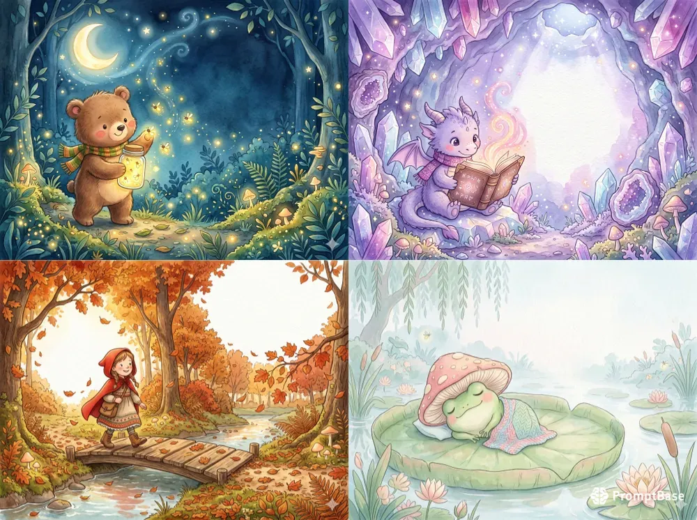 Cozy Watercolor Kids Storybook Art