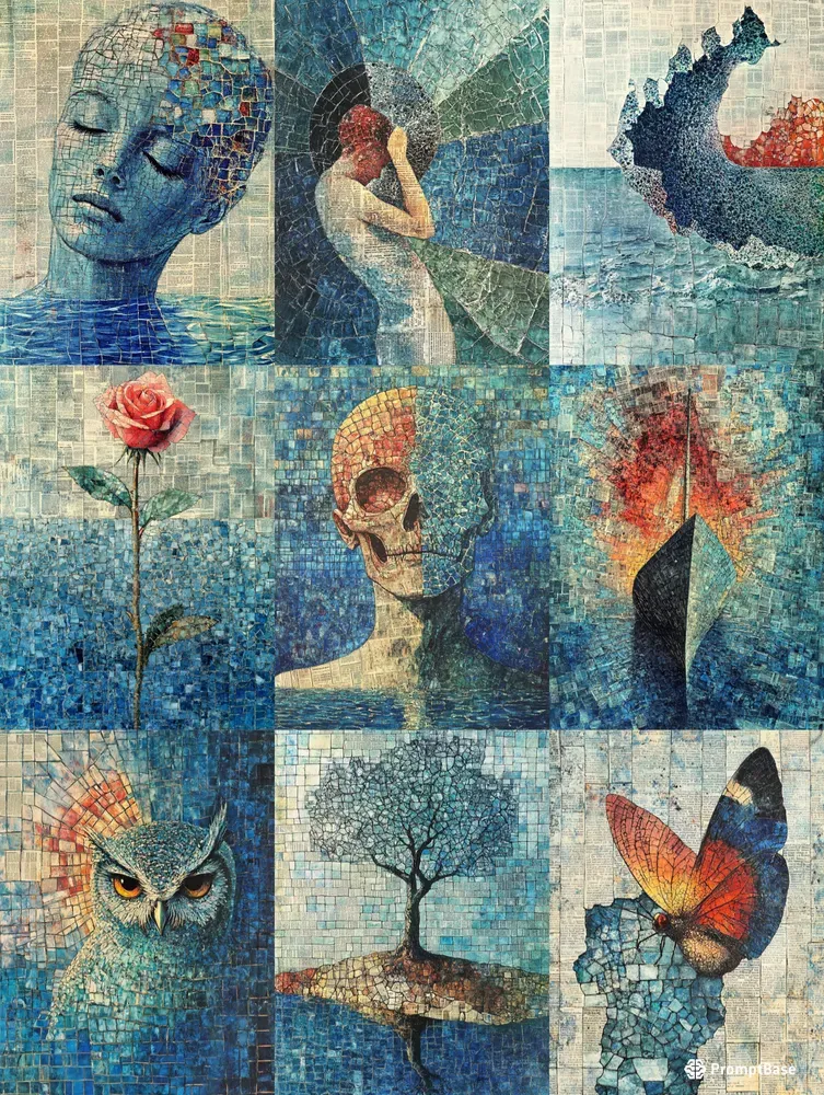 Artistic Collages Of Newspaper And Glass