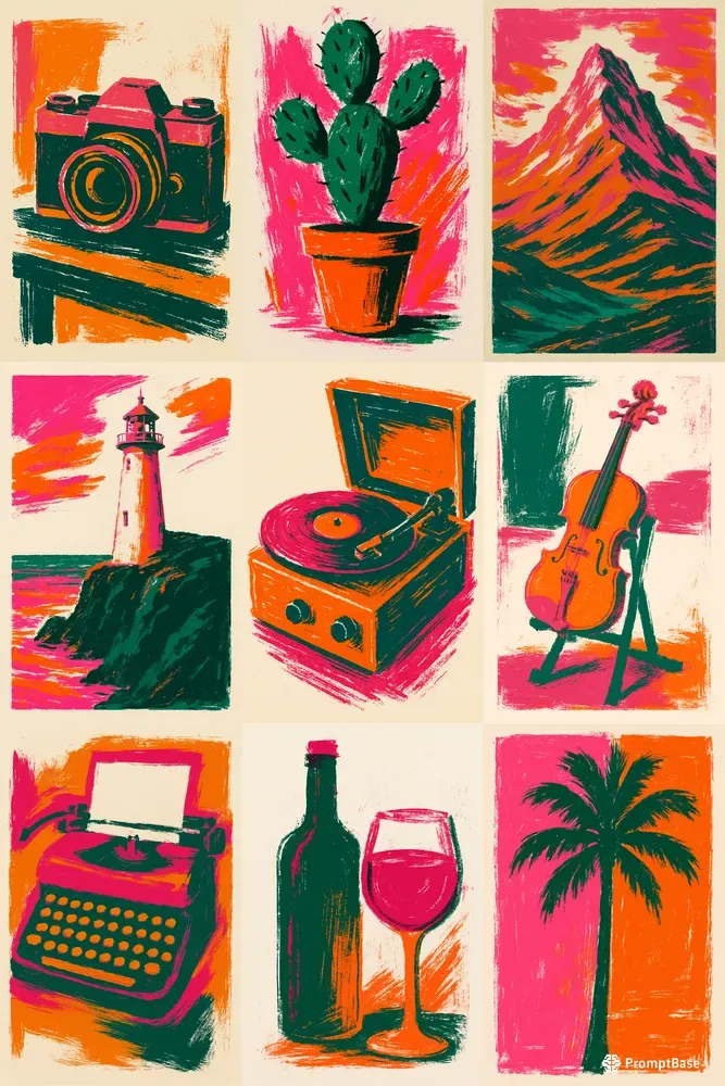 Vibrant Risobrush Color Block Art
