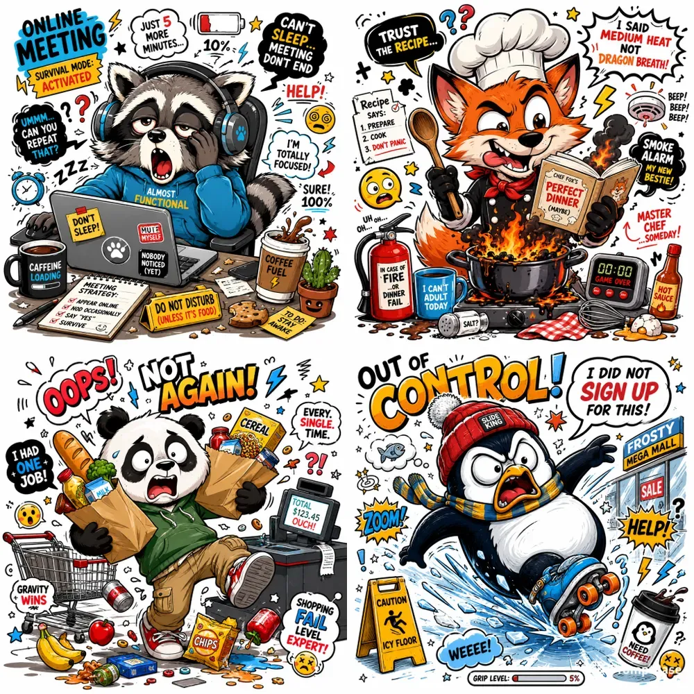 Funny Chaotic Cartoon Character Art