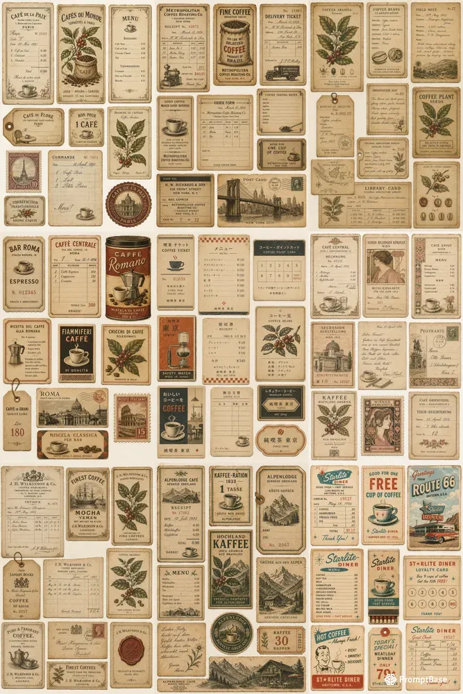 Vintage Coffee Junk Journal Ephemera