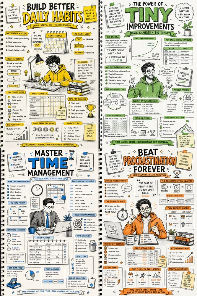 Handdrawn Habit Systems Posters