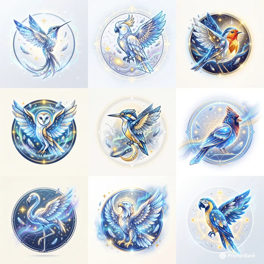 Modern Glowing Bird Emblems