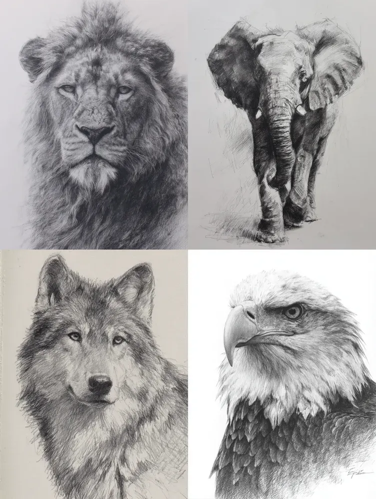 Wildlife Pencil Sketch Animal Art