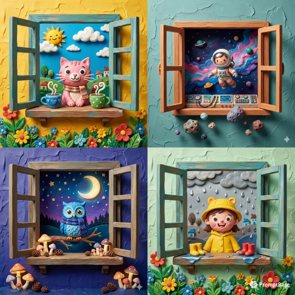 3D Clay Diorama Window Art