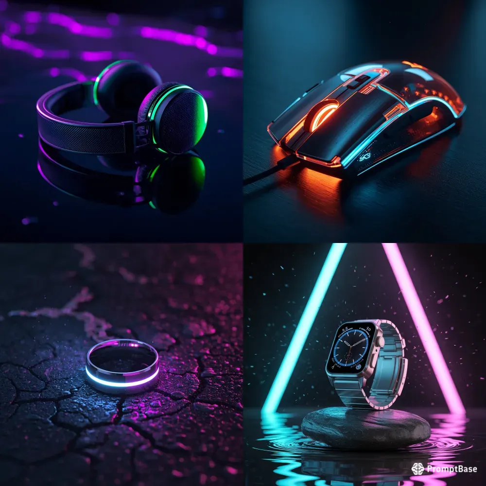 Futuristic Neon Tech Product Photography