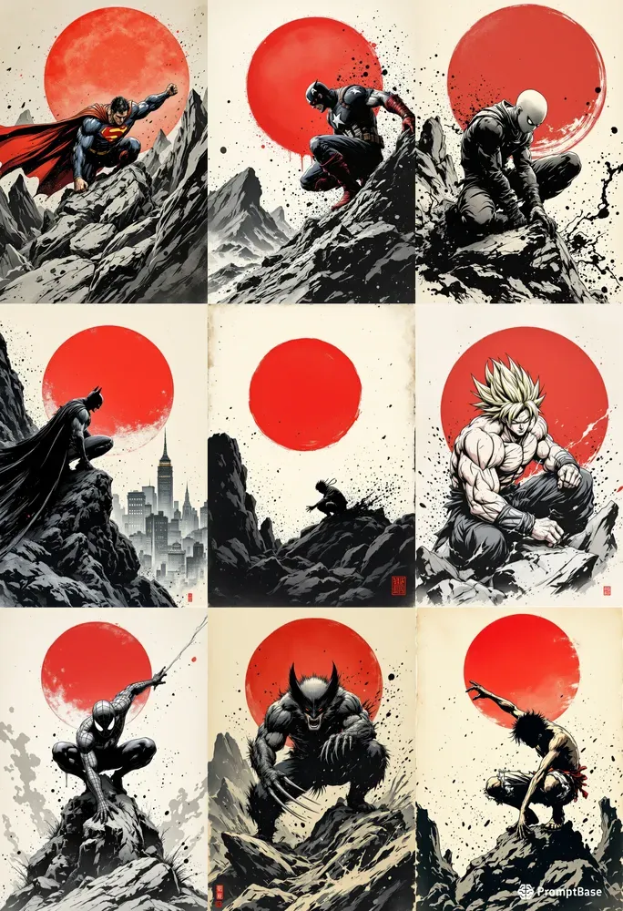 Ukiyoe Ink Illustration Characters