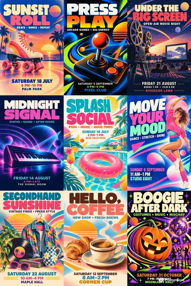 Retro 80s Event Posters
