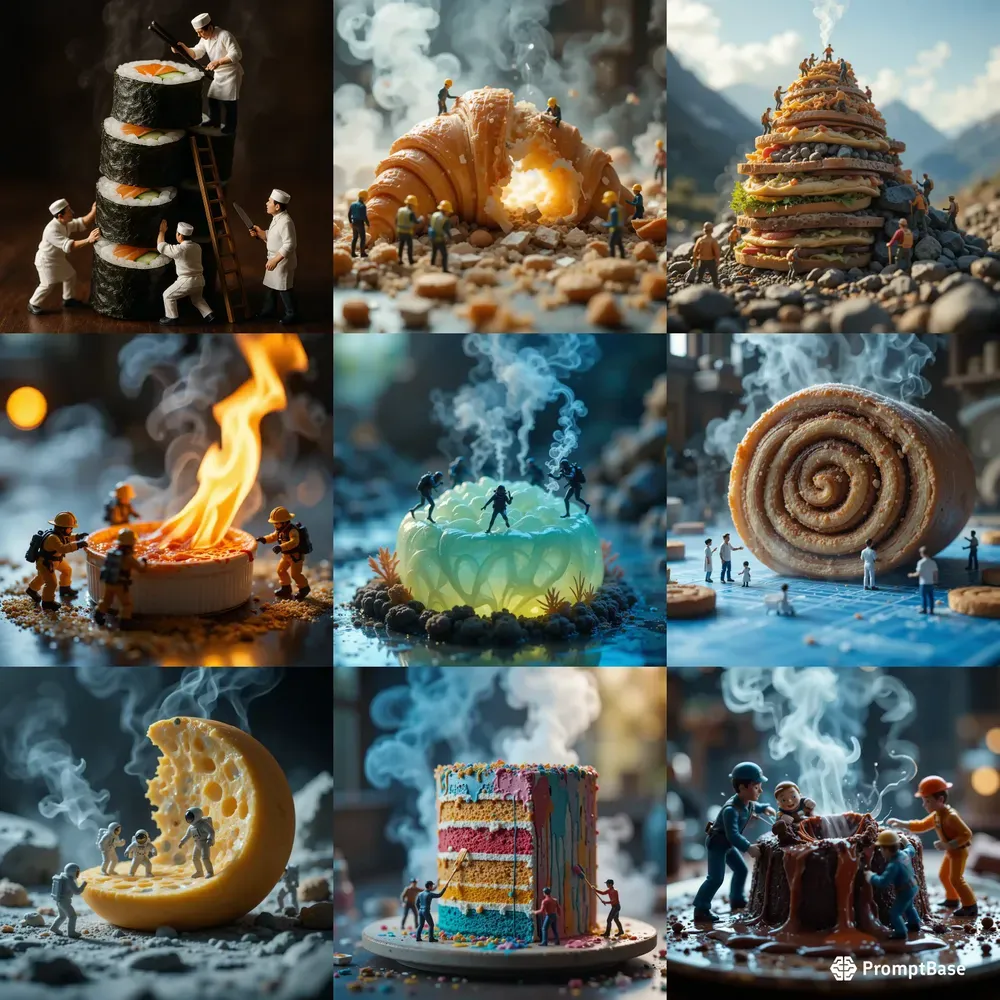 Mini Workers In Whimsical Food Worlds