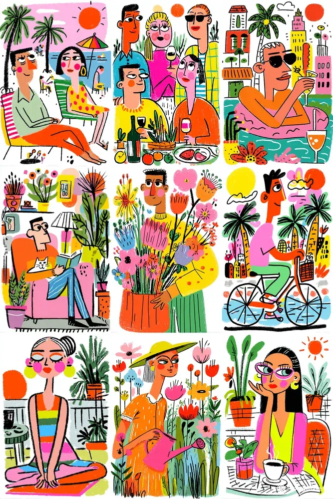 Vibrant Naive Crayon Lifestyle Scenes