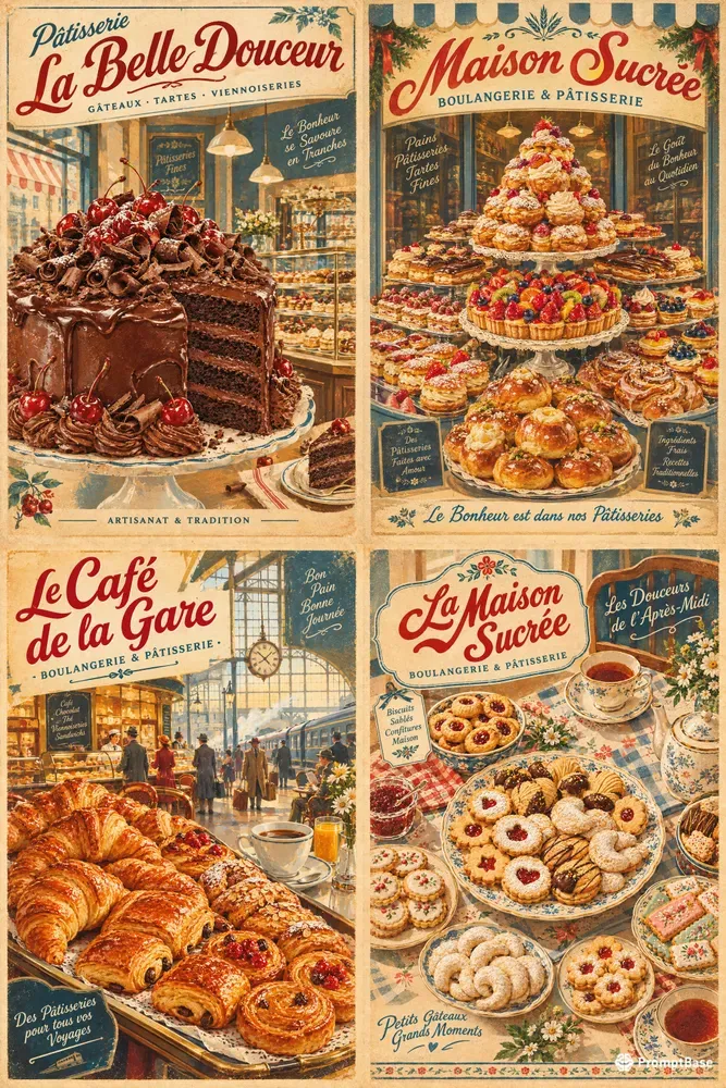 Vintage Bakery Sweet Treats Poster Art