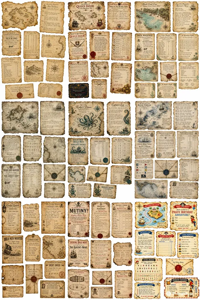 Pirate Treasure Ephemera Sheets