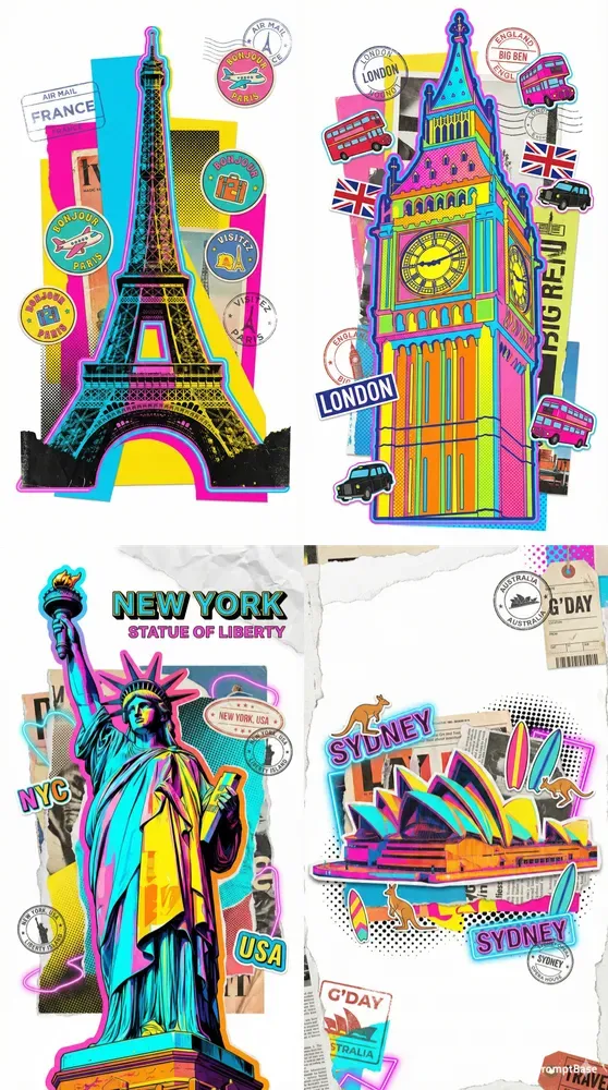 Pop Art Global Travel Collages