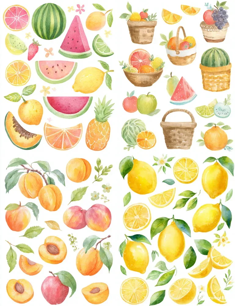 Citrus And Fruit Harvest Clipart Kits