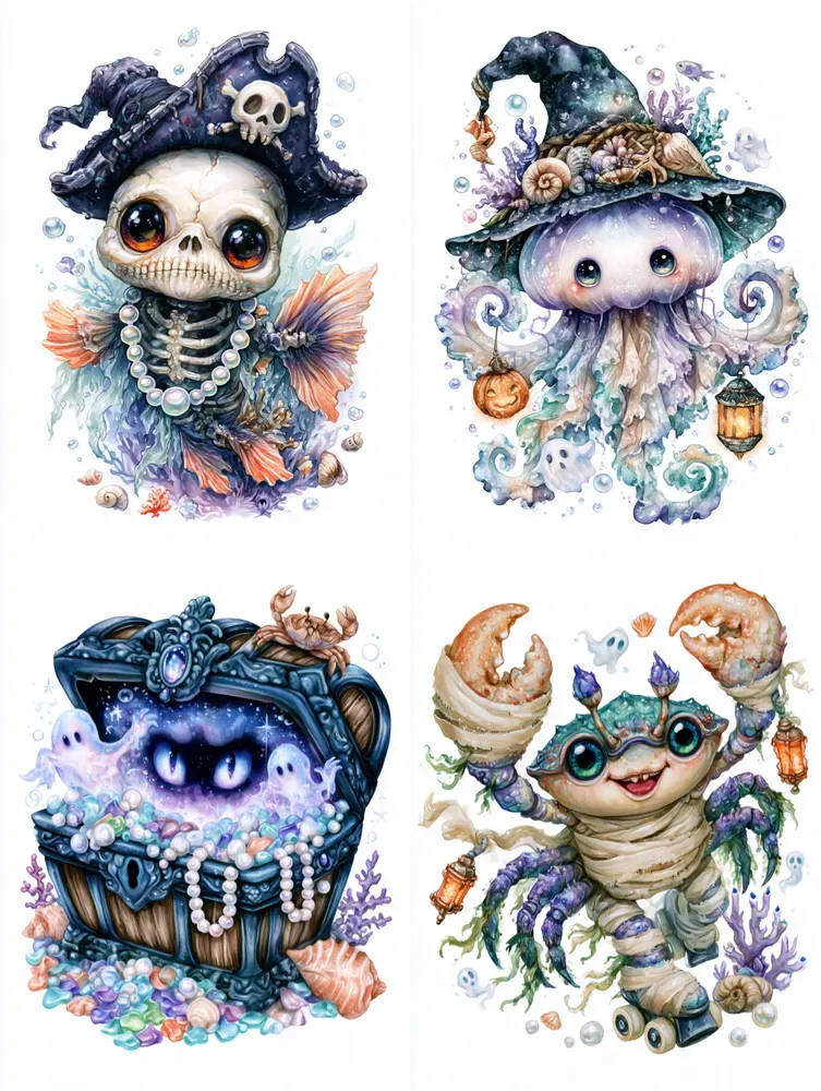 Haunted Ocean Halloween Cliparts
