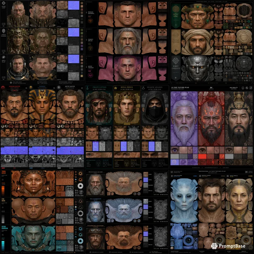 Game Face Uv Texture Atlas Packs