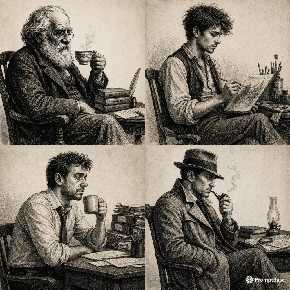 Vintage Character Etching Sets