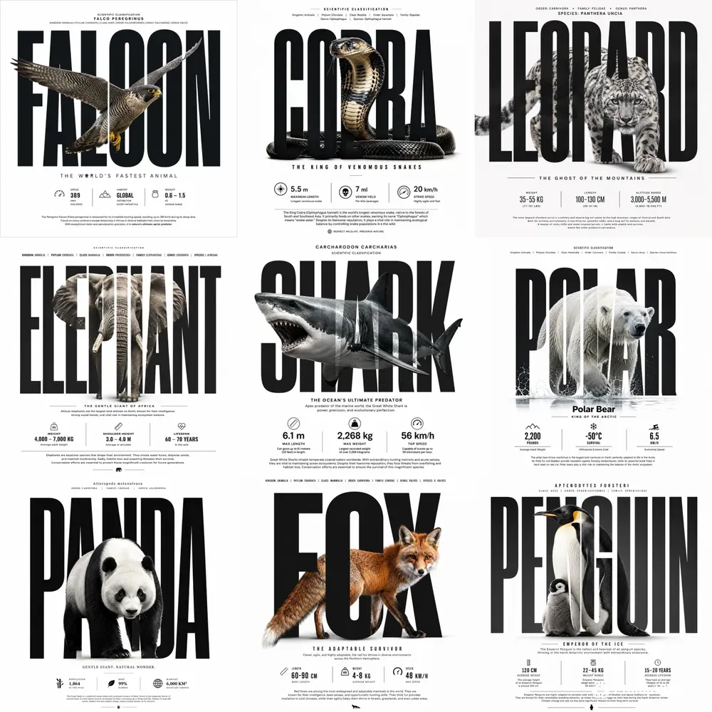 Bold Typography Wildlife Posters