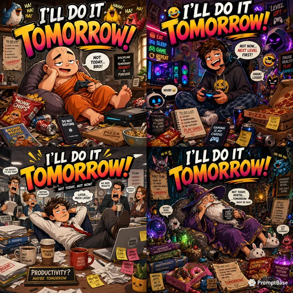 Lazy Tomorrow Meme Illustration Packs