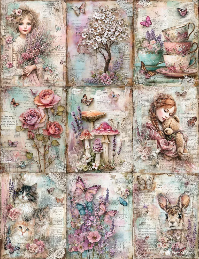 Soft Spring Art Junk Journal Ephemera