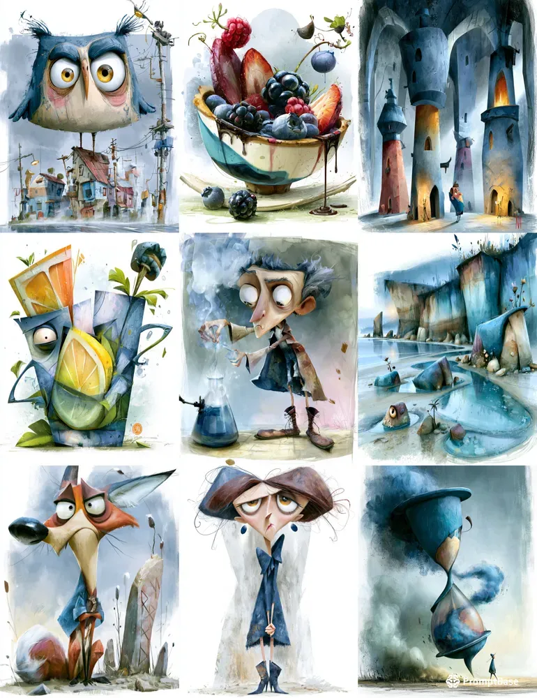 Whimsical Gothic Character Clipart Prints