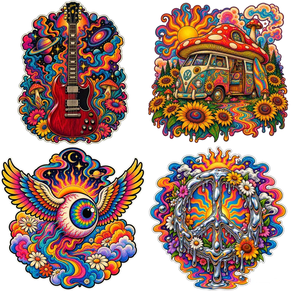 Retro Groovy 70s Psychedelic Sticker Sets