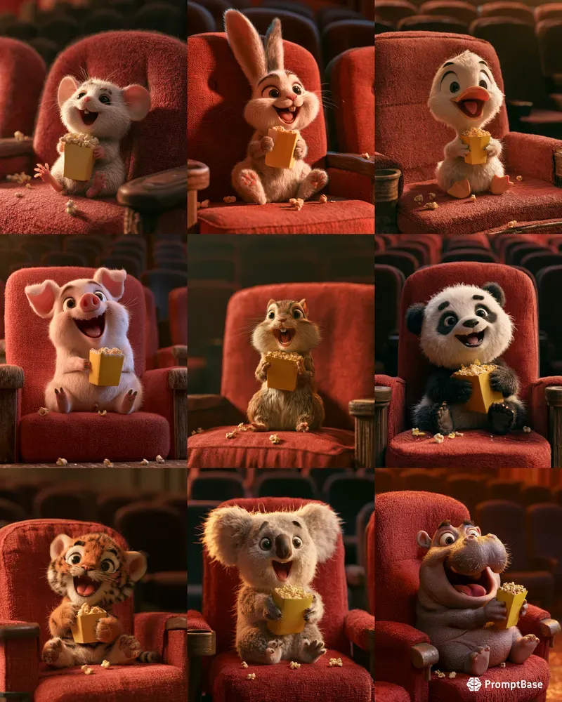 3D Movie Night Animal Stickers