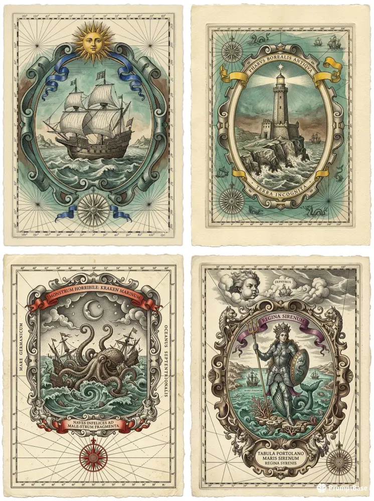 Vintage Nautical Chart Art Prints