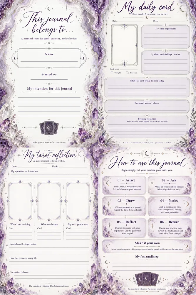 Amethyst Tarot Journal Pages Generator