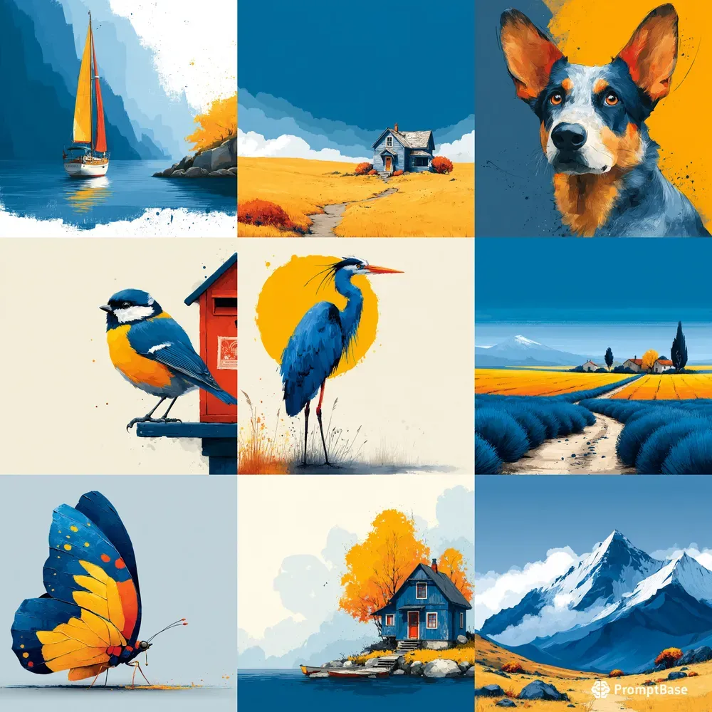 Acrylic Bold Brushwork Sunlit Prints