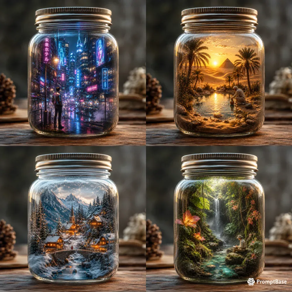 Miniature Worlds In Jars