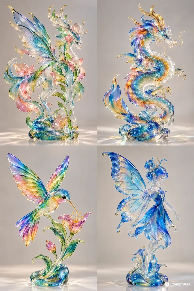 Colorful Glass 3D Character Sculptures