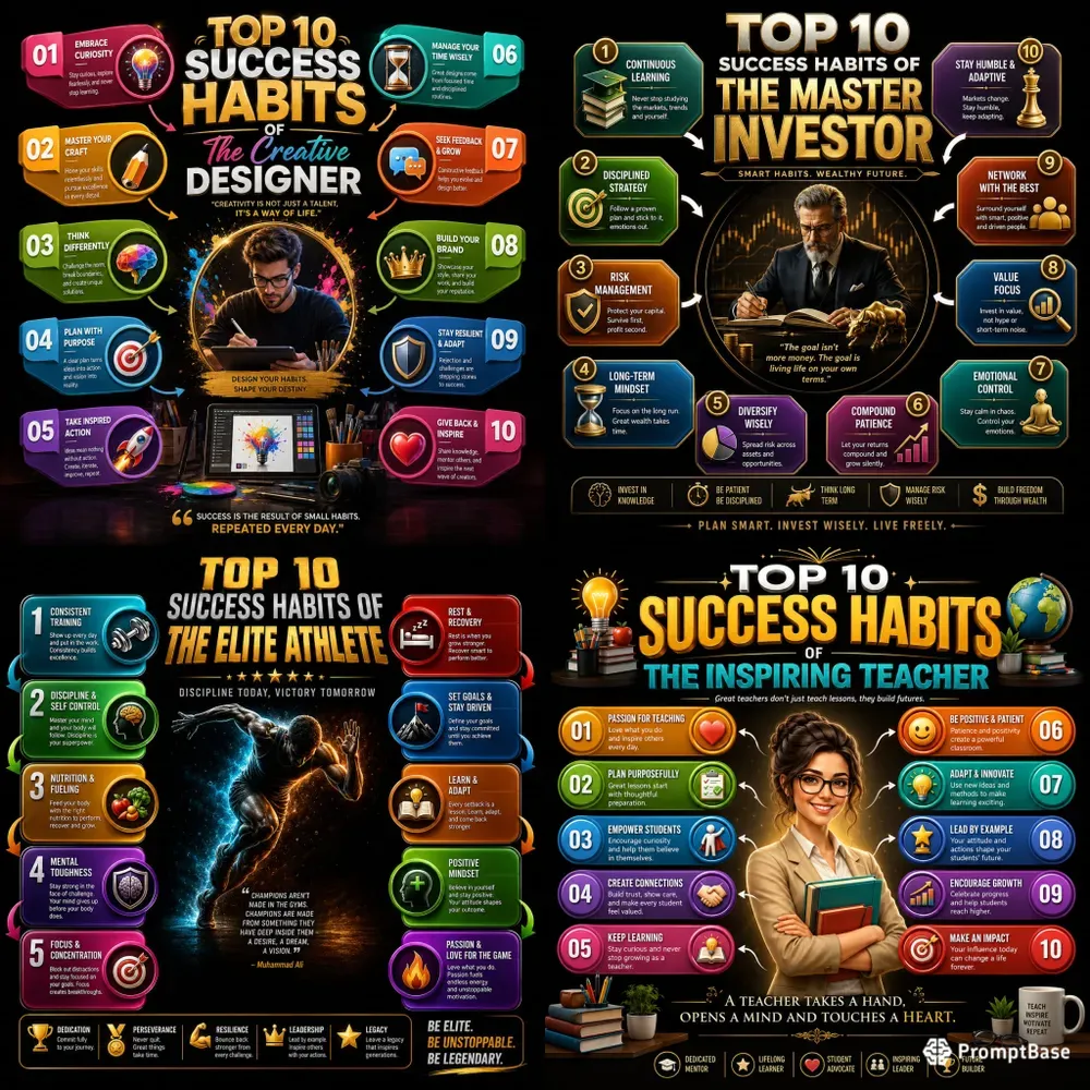 Bold Success Habit Infographics