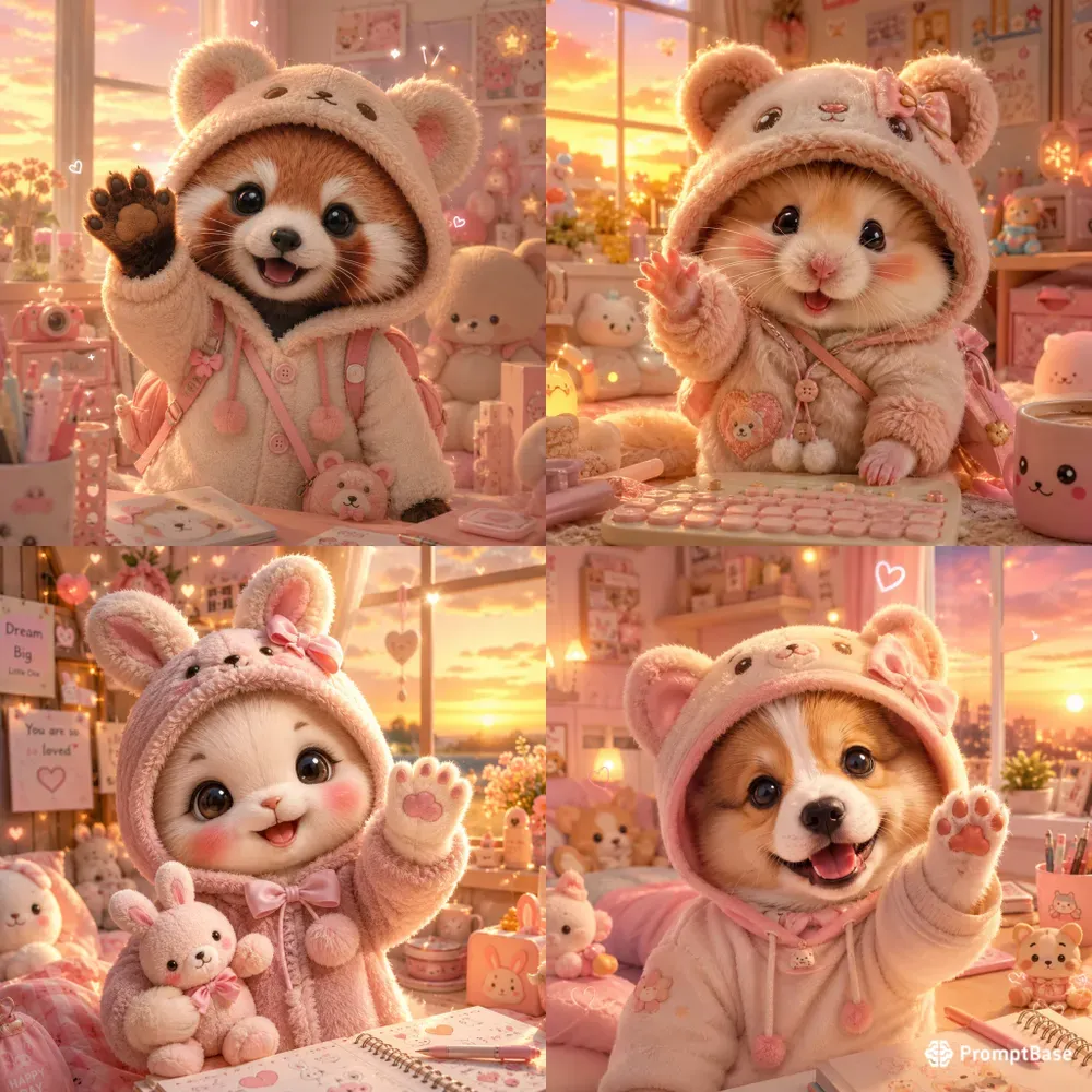 Whimsical Kawaii Cozy Character Portraits
