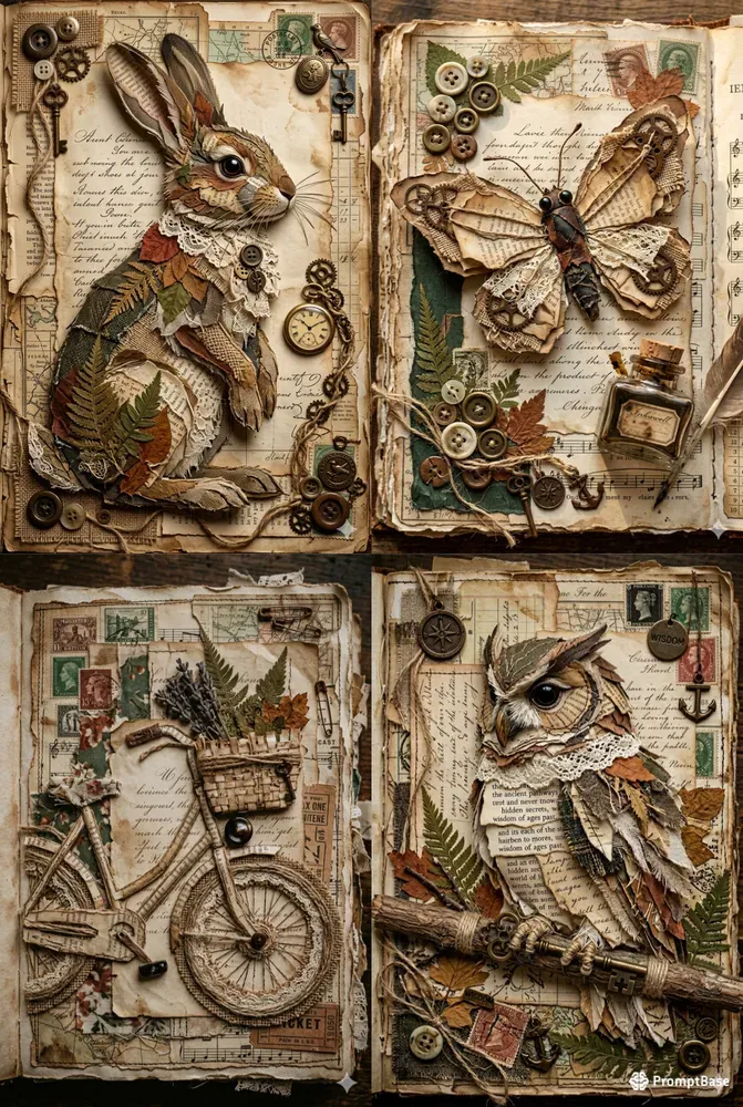 Vintage Junk Journal Collage Art