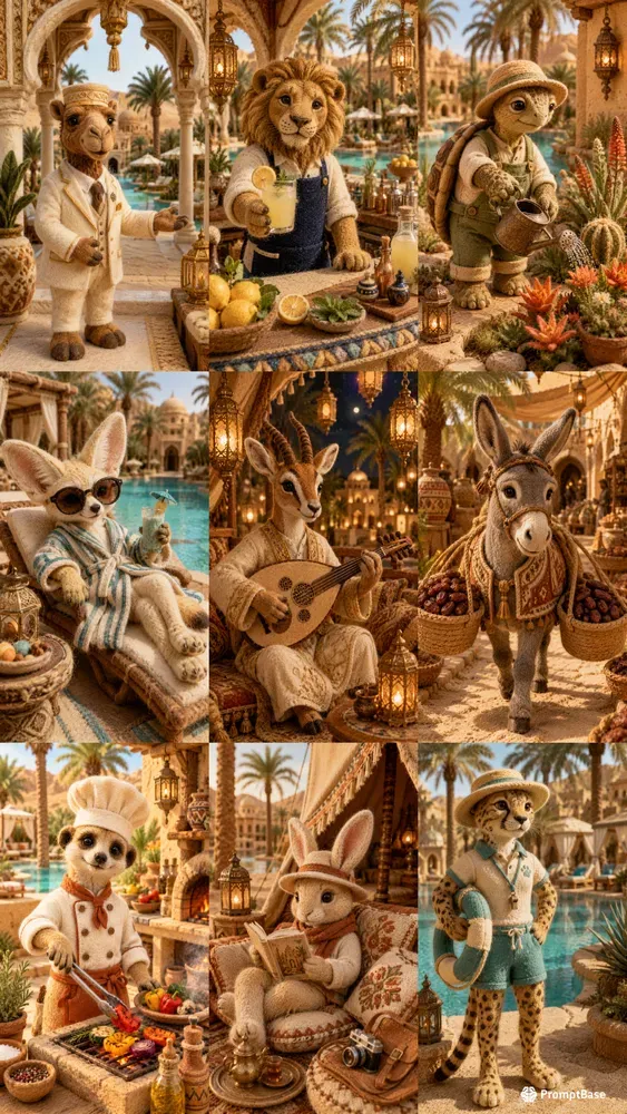Felted Wool Characters In Desert Resorts