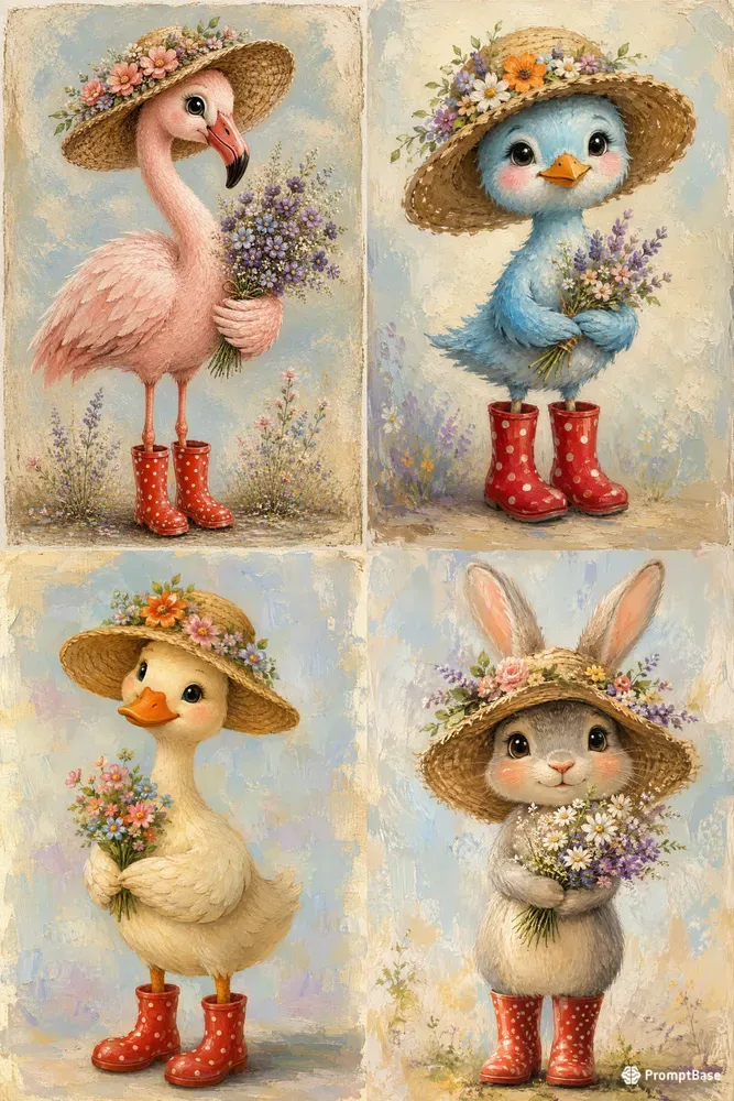 Whimsical Floral Storybook Animals