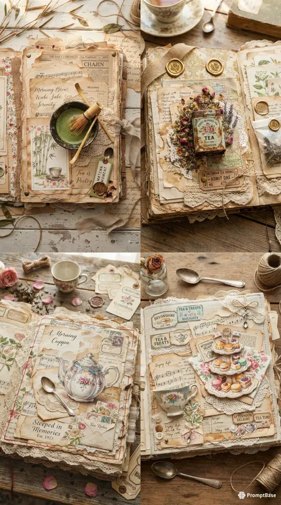 Tea Time Junk Journal Pages