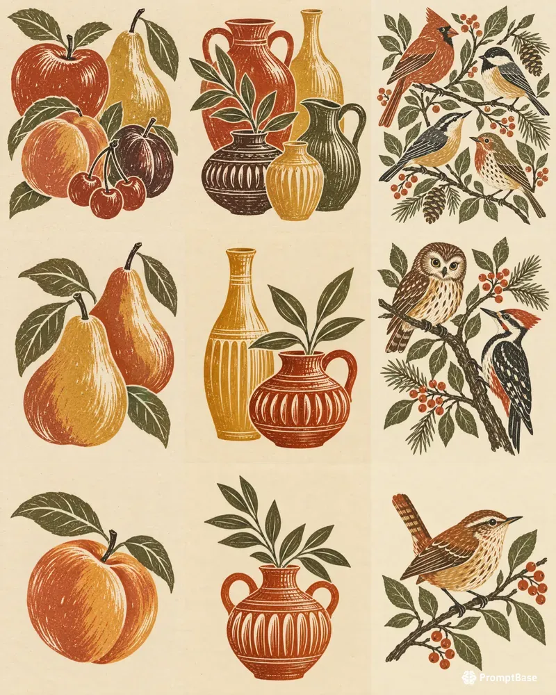 Midcentury Block Print Gallery Sets
