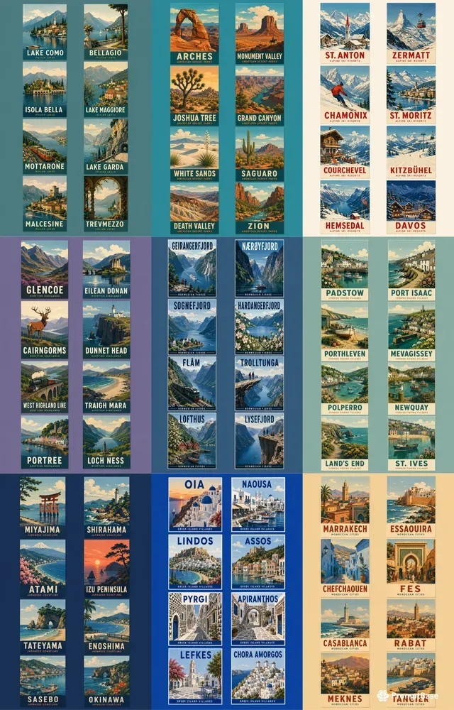 Retro Travel Poster Card Sheets