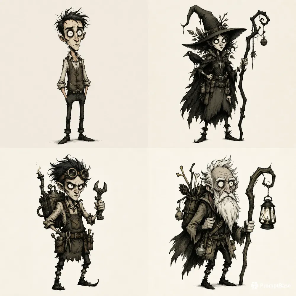 Gothic Survival Game Sketch Art Style