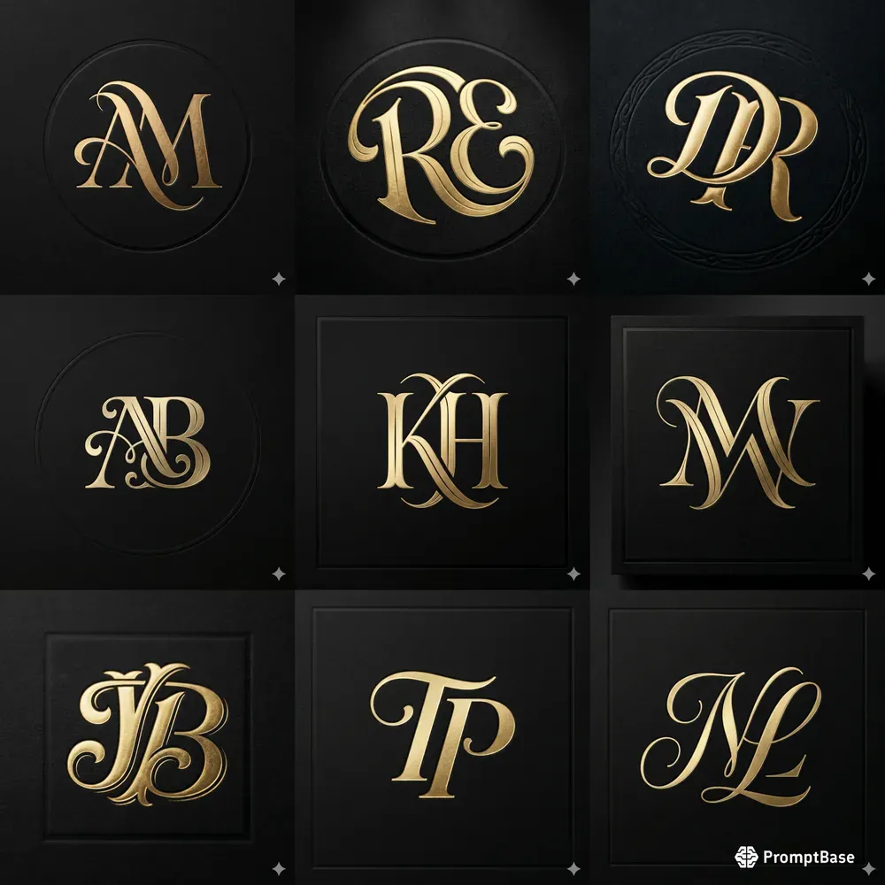 Luxury Metallic Monogram Logos