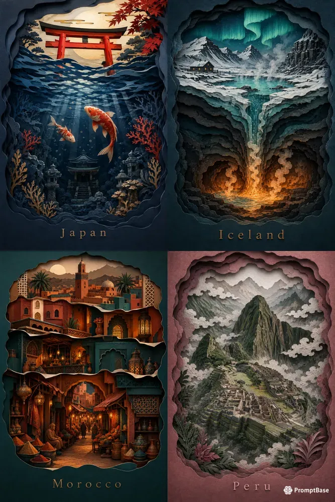 Layered Papercut World Diorama Art
