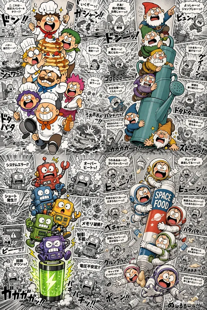 Retro Manga Stack Panel Comic Art
