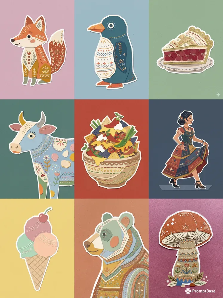 Papercraft Folkart Illustrations