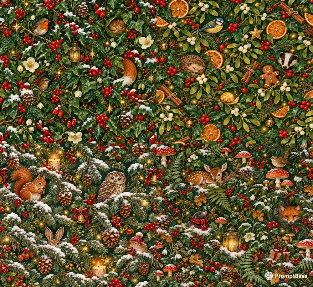 Hidden Creatures Christmas Patterns